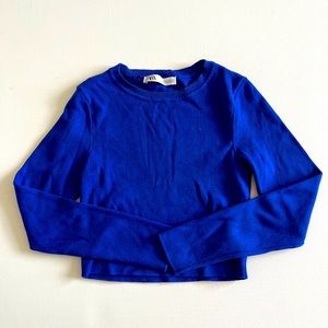 Zara Royal Blue Long Sleeve Crop Top